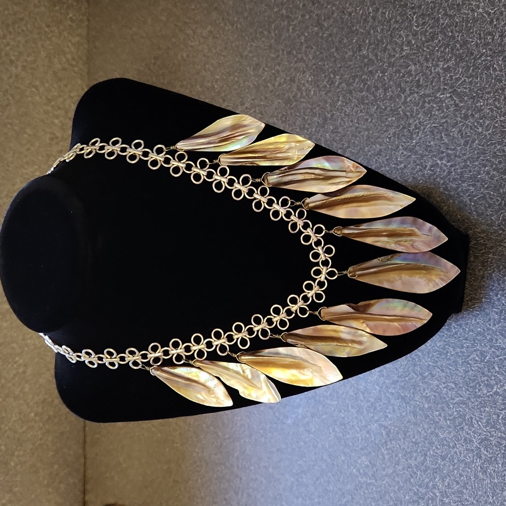 A.V. Max mother of pearl abstract adjustable necklace
